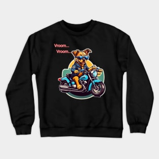 cute dog with sunglasses raiding bike funny Crewneck Sweatshirt